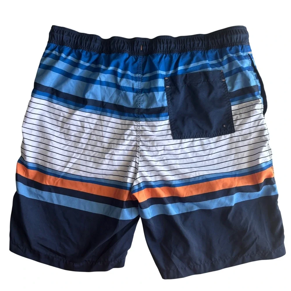 Mens XL Striped Swim Trunks Blue Orange Shorts Goodfellow & Co Beach Swim